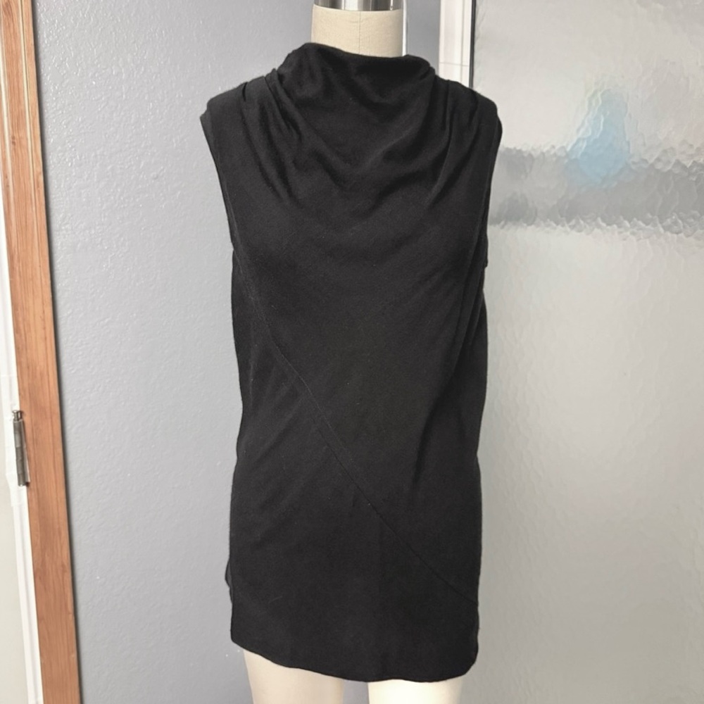 Rick Owens “Moody” FW ‘14 Black Cowl Neck Draped Sleeveless Asymmetrical Top